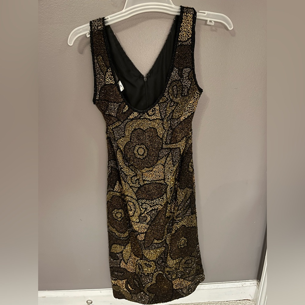 Elegant Black and Gold Sequin Dress